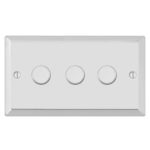 Bevel Edge Profile 3G 2 Way 400W Dimmer Switch - Rotary Push