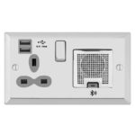 Bevel Edge Slimline 13A Switched Socket Outlets with 2.4A Dual USB Charger and TWS Bluetooth Audio Speaker