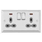 Bevel Edge Slimline 2G 13A Switched Socket with Neon-SP