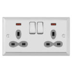 Bevel Edge Slimline 2G 13A Switched Socket with Neon-DP