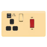 Screwless Curve Profile 45A D.P. Switch   13A Switched Socket with Dual USB Charger (2.4A)
