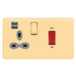 Screwless Curve Slimline 45A D.P. Switch   13A Switched Socket with Dual USB Charger (2.4A)