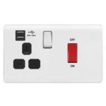 Screwless Curve Profile 45A D.P. Switch   13A Switched Socket with Dual USB Charger (2.4A)