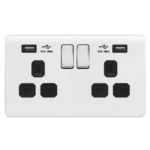 Screwless Curve Profile 2G 13A Switched Socket-SP with 2.4A Dual USB Charger