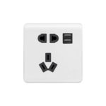 Screwless Curve Profile 10A CCC Socket with Dual USB Charger (2.4A)