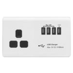 Screwless Curve Profile 1G 13A Switched Socket - SP with 5.1A Quad USB Charger