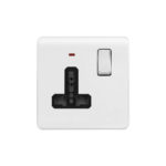 Screwless Curve Profile 1G Universal Switched Socket - SP with Neon