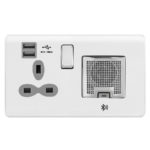 Screwless Curve Slimline 13A Switched Socket Outlets with 2.4A Dual USB Charger and TWS Bluetooth Audio Speaker