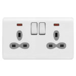 Screwless Curve Slimline 2G 13A Switched Socket with Neon-DP