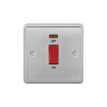 Metal Curve Profile 45A D.P. Switch with Neon - Single Plate