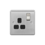 Metal Curve Profile 1G 13A Switched Socket-DP