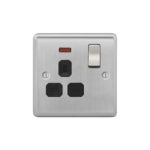 Metal Curve Profile 1G 13A Switched Socket with Neon-SP