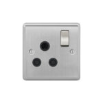 Metal Curve Profile 1G 15A Switched Socket-SP