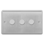 Metal Curve Profile 3G 2 Way 400W Dimmer Switch - Rotary Push