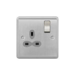 Metal Curve Slimline 1G 13A Switched Socket-SP