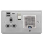 Metal Curve Slimline 13A Switched Socket Outlets with 2.4A Dual USB Charger and TWS Bluetooth Audio Speaker