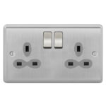 Metal Curve Slimline 2G 13A Switched Socket-DP