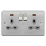Metal Curve Slimline 2G 13A Switched Socket with Neon-SP
