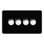 Screwless Flat Profile Universal LED - 4G 2 Way 200W Dimmer Switch - Rotary Push - Trailing Edge