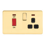 Screwless Flat Profile 45A D.P. Cooker Switch   13A Switched Socket with Neon