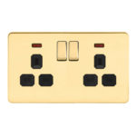 Screwless Flat Profile 2G 13A Switched Socket with Neon-SP