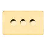 Screwless Flat Profile Universal LED - 3G 2 Way 200W Dimmer Switch - Rotary Push - Trailing Edge