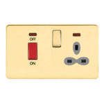 Screwless Flat Profile 45A D.P. Cooker Switch   13A Switched Socket with Neon