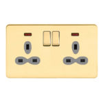 Screwless Flat Profile 2G 13A Switched Socket with Neon-SP