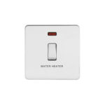 Screwless Flat Profile 1G 20A D.P. Switch with Neon - Printed Water Heater