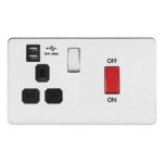 Screwless Flat Profile 45A D.P. Switch   13A Switched Socket with Dual USB Charger (2.4A)