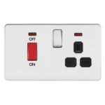 Screwless Flat Profile 45A D.P. Cooker Switch   13A Switched Socket with Neon