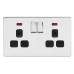 Screwless Flat Profile 2G 13A Switched Socket with Neon-SP