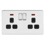 Screwless Flat Profile 2G 13A Switched Socket with Neon-DP