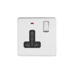 Screwless Flat Profile 1G Universal Switched Socket - SP with Neon