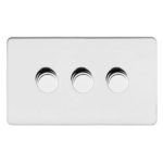 Screwless Flat Profile Universal LED - 3G 2 Way 200W Dimmer Switch - Rotary Push - Trailing Edge