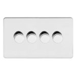 Screwless Flat Profile Universal LED - 4G 2 Way 200W Dimmer Switch - Rotary Push - Trailing Edge