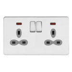 Screwless Flat Profile 2G 13A Switched Socket with Neon-SP