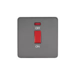 Screwless Flat Profile 45A D.P. Switch with Neon - Single Plate