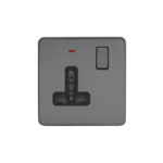 Screwless Flat Profile 1G Universal Switched Socket - SP with Neon