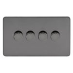 Screwless Flat Profile Universal LED - 4G 2 Way 200W Dimmer Switch - Rotary Push - Trailing Edge