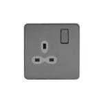 Screwless Flat Profile 1G 13A Switched Socket-DP