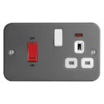 Metal Clad Range 45A D.P. Cooker Switch   13A Switched Socket with Neon
