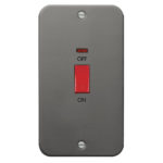 Metal Clad Range 45A D.P. Switch with Neon - Large Plate