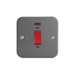 Metal Clad Range 45A D.P. Switch with Neon - Single Plate
