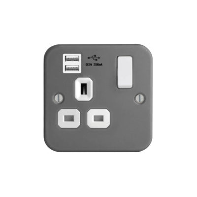 Designa Gloss Black Dual Voltage Shavor Socket Slimline 230V 115V Output Sockets 