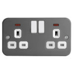 Metal Clad Range 2G 13A Switched Socket with Neon-DP