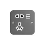 Metal Clad Range 10A CCC Socket with Dual USB Charger 2.4A
