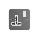 Metal Clad Range 1G Universal Switched Socket - SP with Neon