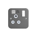 Metal Clad Range 1G 15A Switched Socket-SP with USB Charger(2.4A)