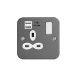 Metal Clad Range 1G 13A Switched Socket-SP with USB Charger(2.4A)